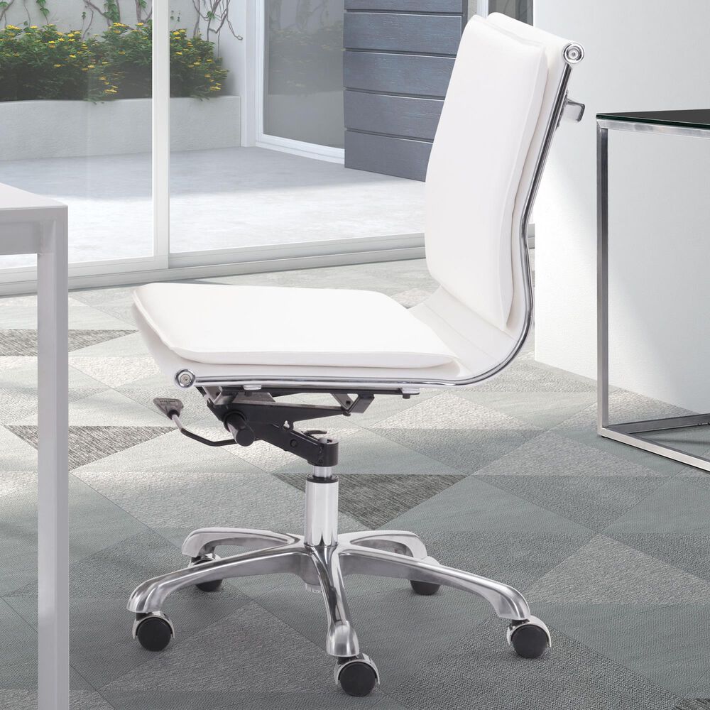 Zuo Modern Lider Plus Office Chair in White and Silver, , large