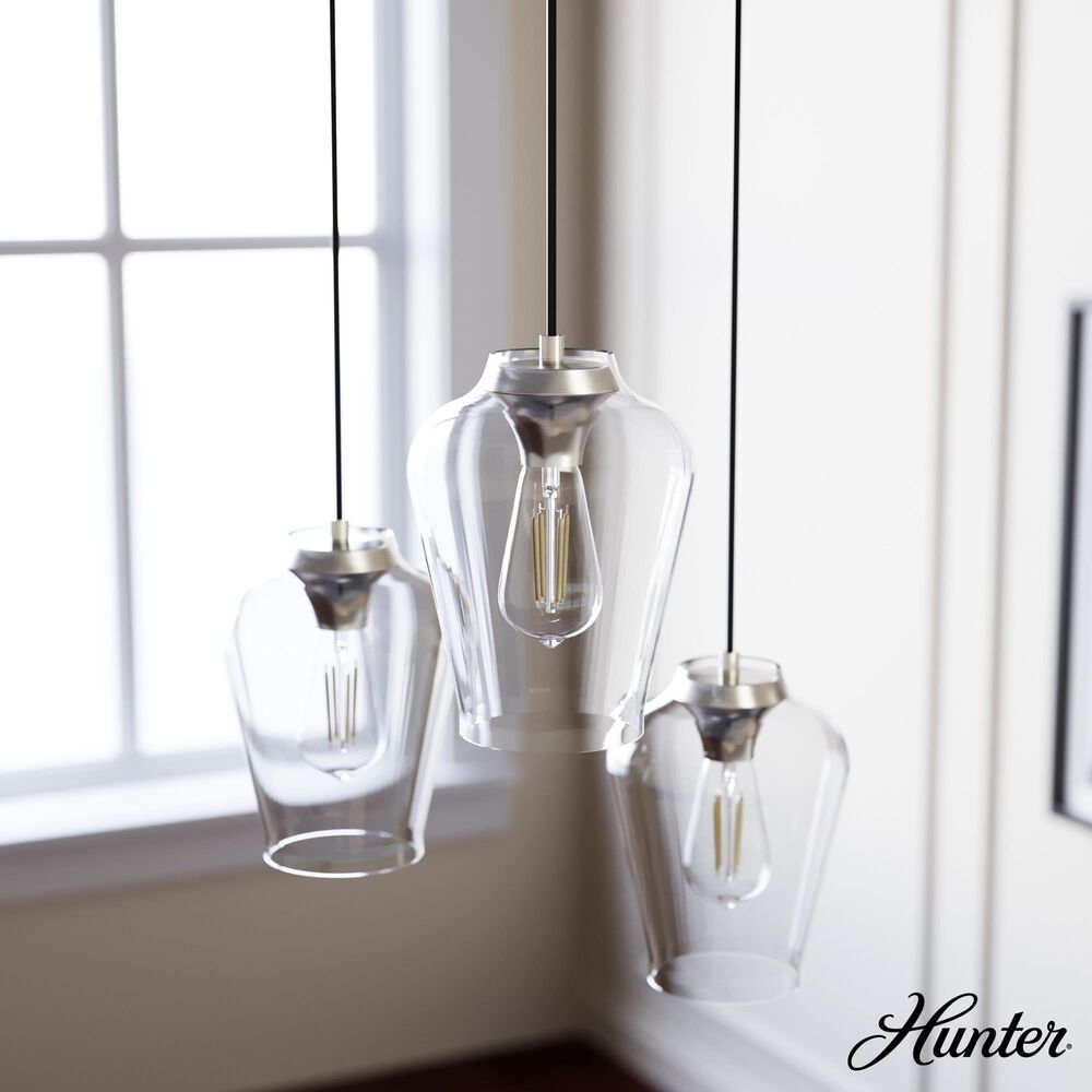 Hunter Vidria 3-Light Round Pendant Cluster in Brushed Nickel, , large