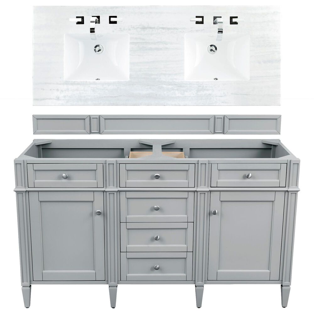 James Martin Vanities Brittany 60" Double Bathroom Vanity in Urban Gray with 3 cm Arctic Fall Solid Surface Top, , large