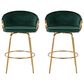 LumiSource Claire Swivel Counter Stool with Green Velvet Upholstery in Gold (Set of 2), , large