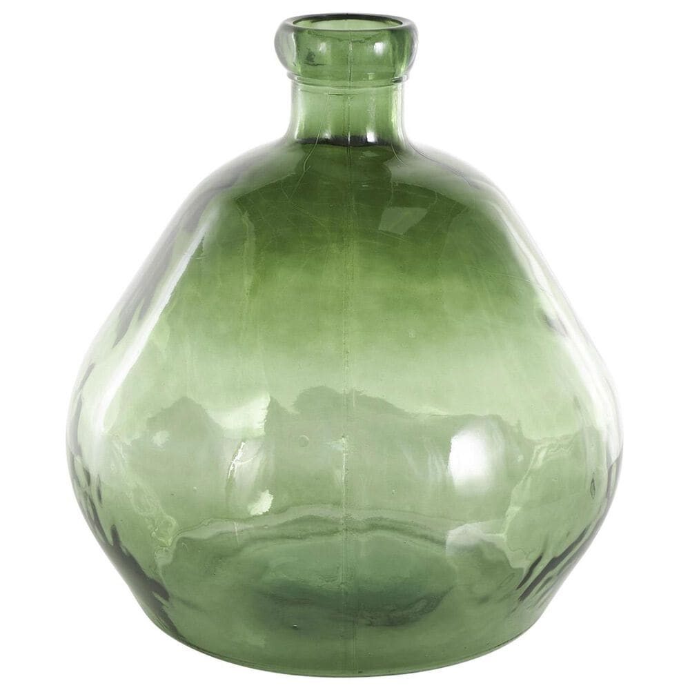 Maple and Jade Wide Spanish Bottle Neck Ombre Decorative Vase in Green, , large