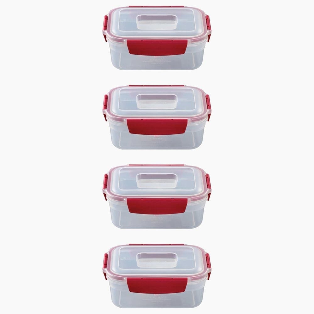 Joseph Joseph Nest Lock 8-Piece Rectangular Food Container Set in Red, , large
