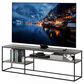HOMLUX 70" TV Stand with 2 Open Storage Shelves in French Oak Grey, , large