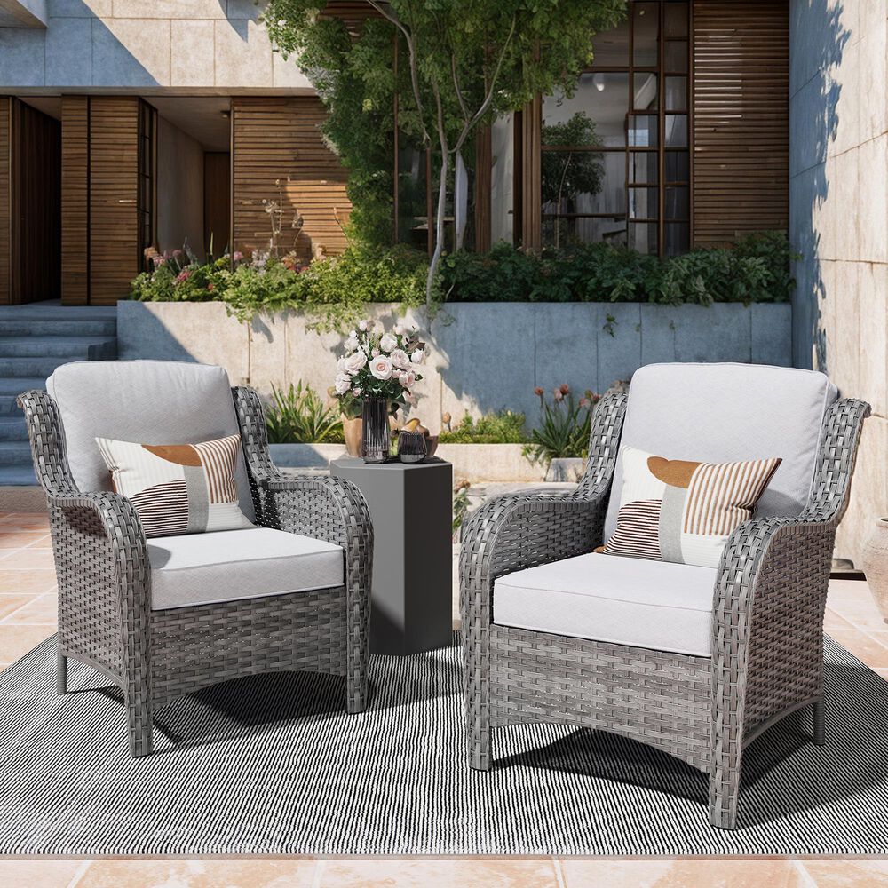 HOMLUX 29" Patio Single Chair in Grey (Set of 2), , large