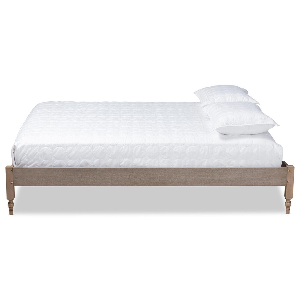 Baxton Studio Laure Full Platform Bed Frame in Weathered Grey, , large