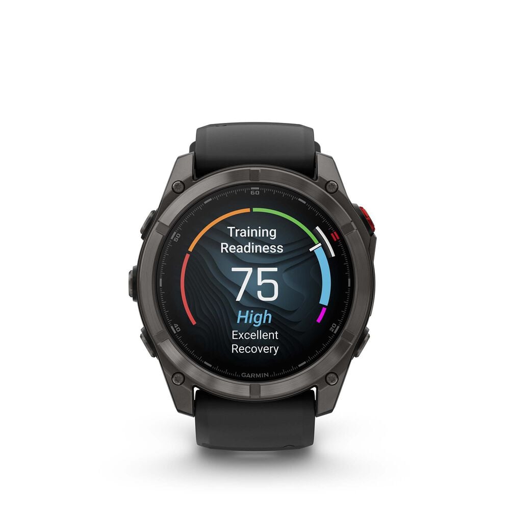 Garmin Fenix 8 Pro Sapphire AMOLED Smartwatch 51mm Carbon Gray DLC Titanium Case with Black and Pebble Gray Silicone Band, , large