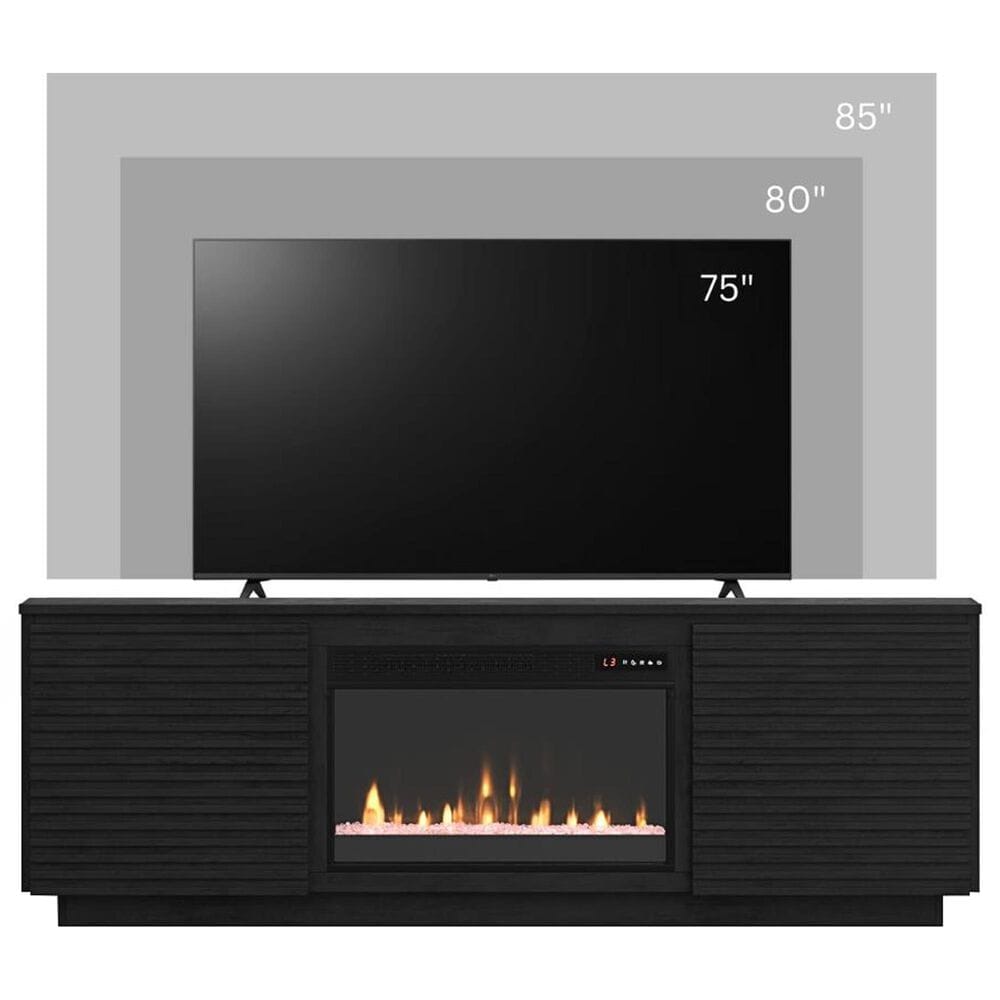 Legends Home Stardust 73" Fireplace Console with Fireplace Insert in Seal Skin Black, , large