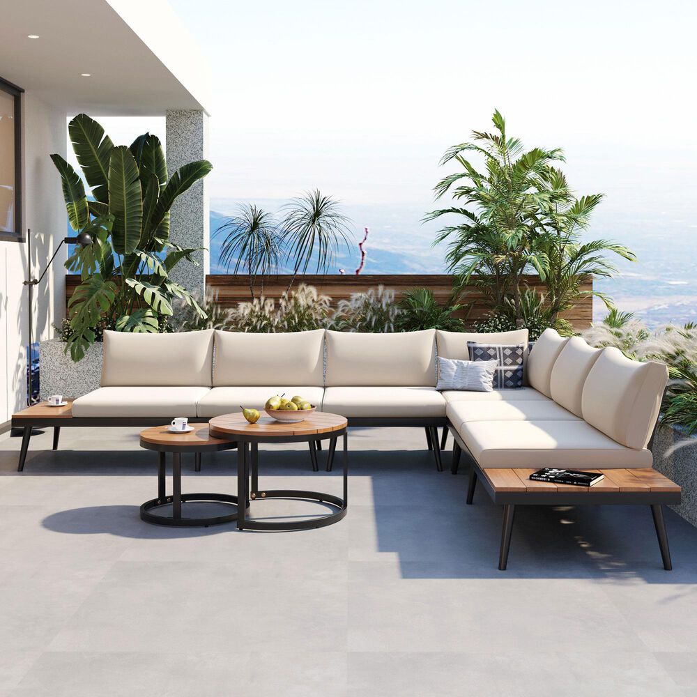 HOMLUX 6-Piece Outdoor Sectional Set in Beige, , large