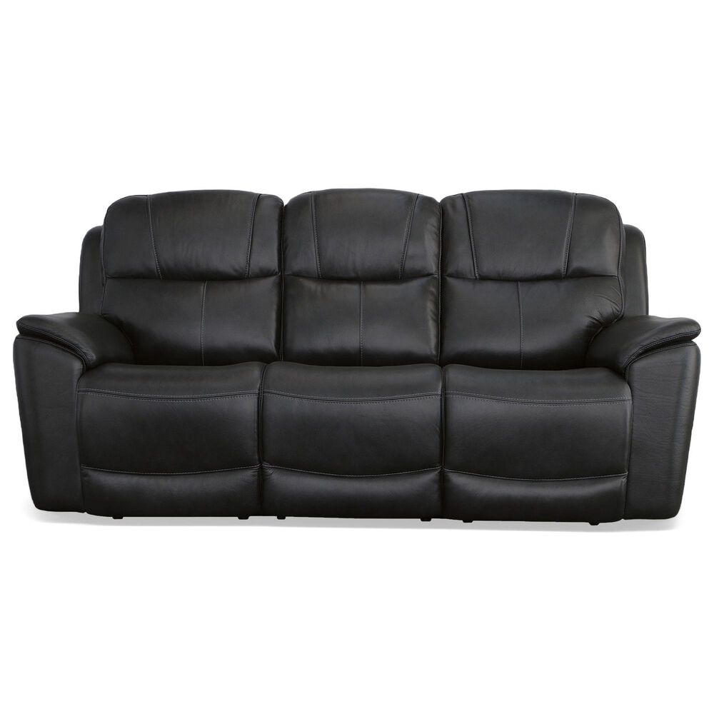 Flexsteel Crew 2-Piece Leather Power Reclining Living Room Set in Raven, , large
