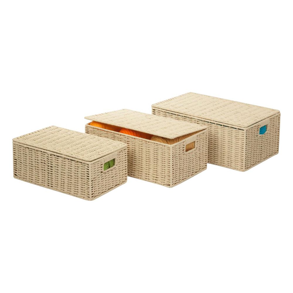Honey Can Do Paper Rope Basket in Butter - Set of 3, , large