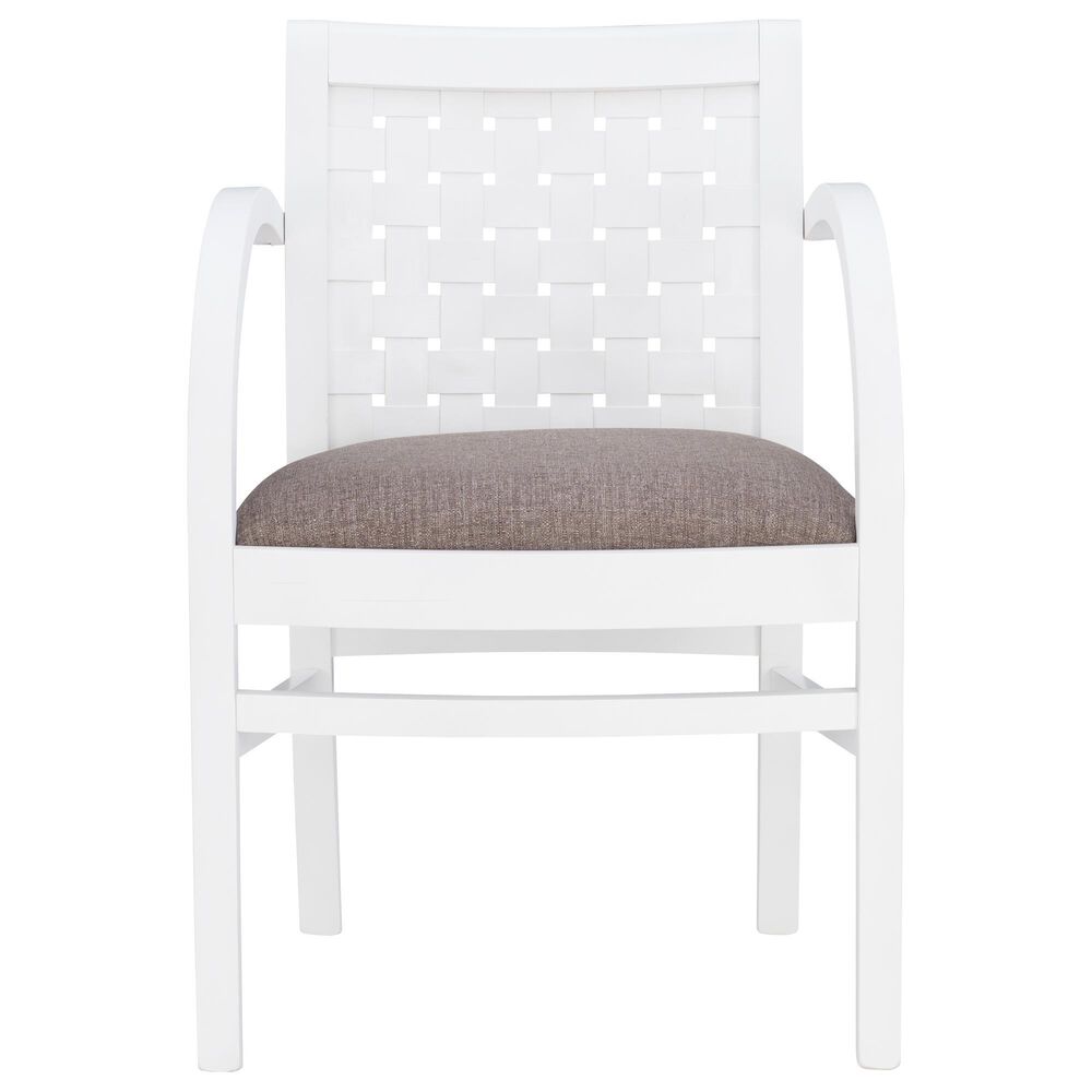Linon Home Decor Samantha Woven Arm Chair in White, , large
