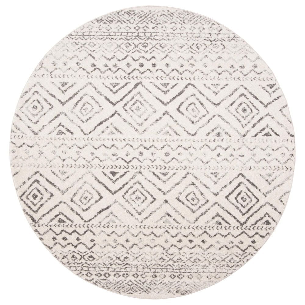 Safavieh Tulum Transitional 3" Round Ivory and Grey Area Rug, , large