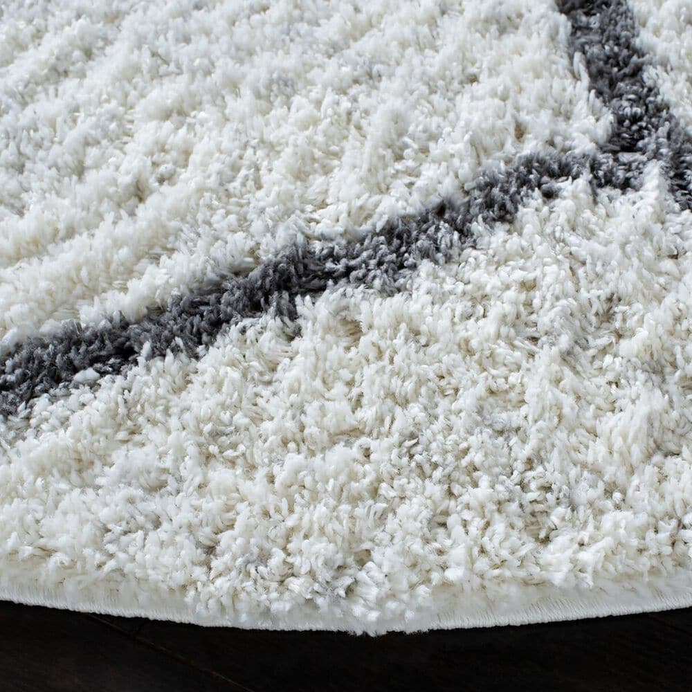 Safavieh August Shag 6&#39;7&quot; Round Ivory and Grey Area Rug, , large