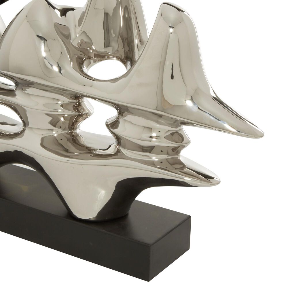 Maple and Jade Porcelain Sculpture in Silver and Black, , large
