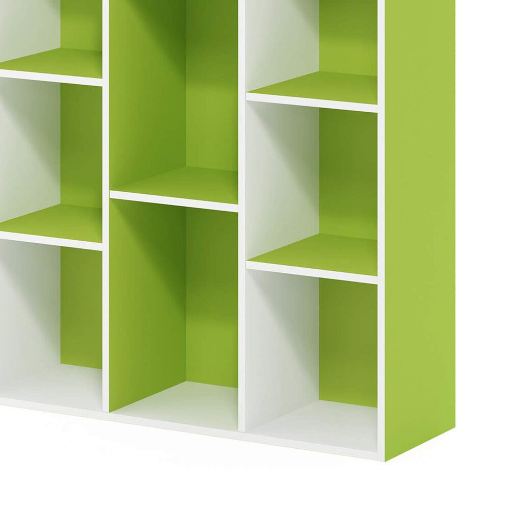 HOMLUX 11-Cube Reversible Open Shelf Bookshelf in Green and White, , large