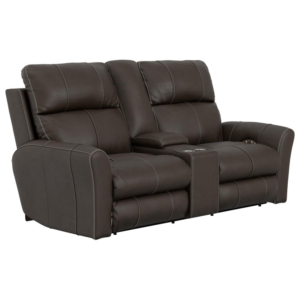 Catnapper Fredda Power Reclining Console Loveseat with Power Headrests in Coffee, , large