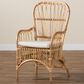 Baxton Studio Aya Rattan Arm Chair in White, , large
