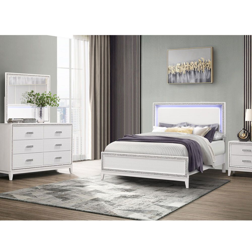 Global Furniture USA Lily 2-Drawer Nightstand in White and Glitter, , large