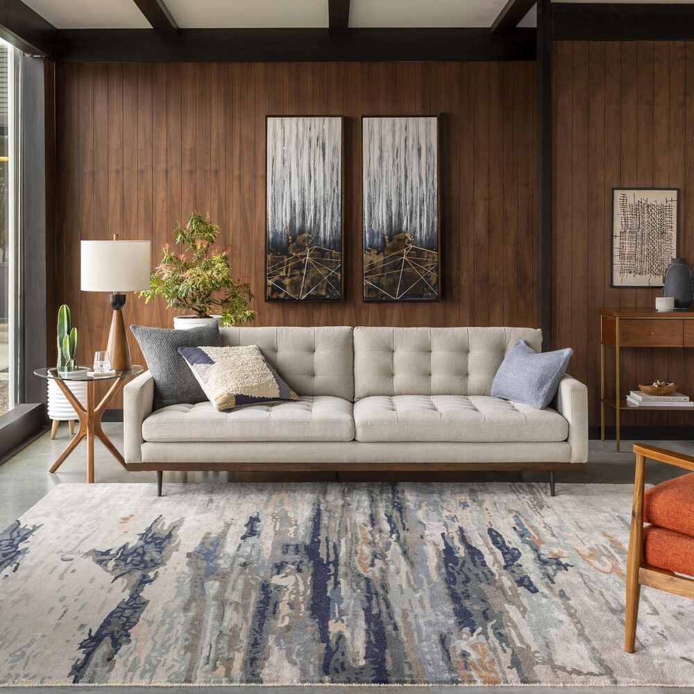 Surya Kavita 8&#39; x 10&#39; Medium Gray, Ink Blue, Deep Teal, Dark Brown, Dusty Pink, Beige and Brick Red Area Rug, , large