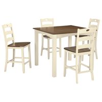 Signature Design by Ashley Woodanville 5-Piece Counter Table Set in Cream/Brown