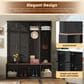 HOMLUX 4-Hook Hall Tree with 8-Door in Black and Walnut, , large