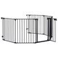 HOMLUX 6-Panel Adjustable Pet Gate in Black, , large