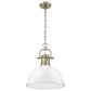 Golden Lighting Duncan 1-Light Pendant with Chain and White Shade in Aged Brass, , large