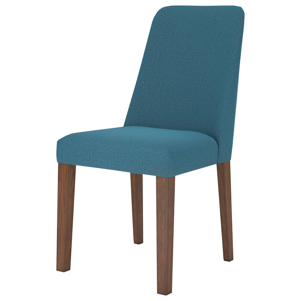 Ashley Lyncott Side Chair with Blue Cushion in Brown, , large