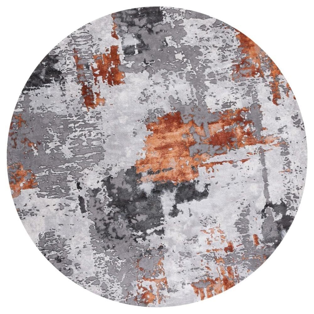 Safavieh Craft CFT820P 5"3" Round Grey and Orange Area Rug, , large