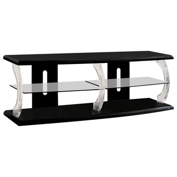Furniture of America Lundberg 72" TV Stand in Black and Clear, , large