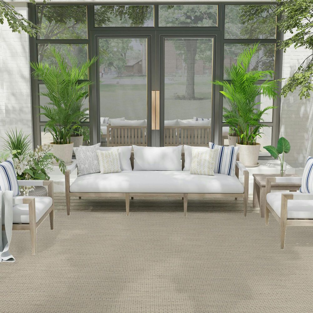 Nourison Courtyard Ivory and Silver 9&#39; x 12&#39; Indoor/Outdoor Area Rug, , large