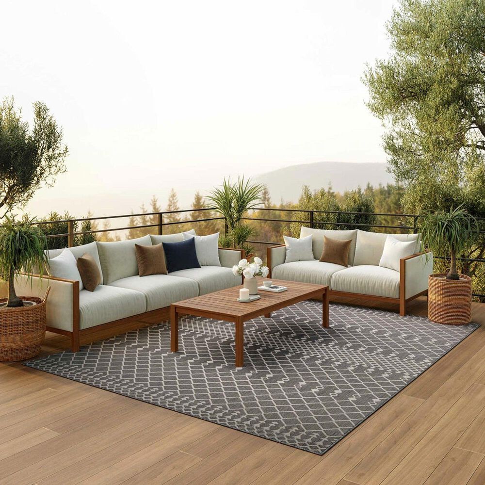 Nourison Positano Southwestern Charcoal 7&#39; x 10&#39; Indoor/Outdoor Area Rug, , large