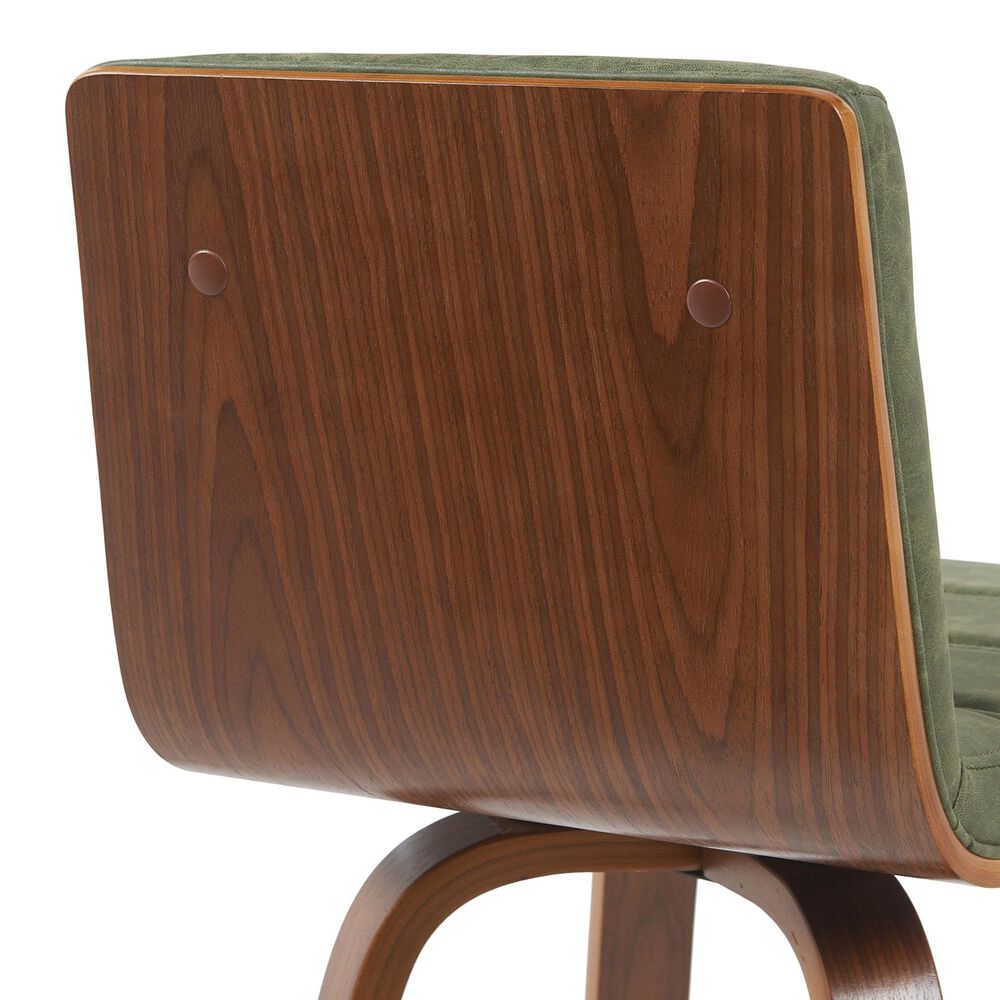 Armen Living Vienna Swivel Bar Height Stool with Vintage Green Upholstery in Walnut, , large