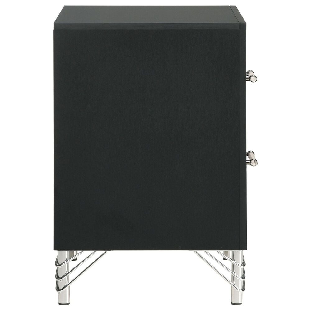 Coaster Lucia 2-Drawer Nightstand in Black and Chrome, , large