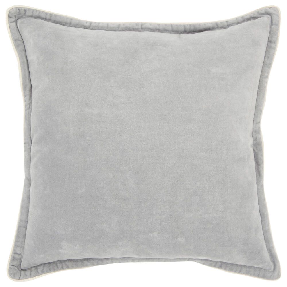 Rizzy Home Connie Post Solid 20" Down Filled Pillow in Gray with Narrow Welt, , large