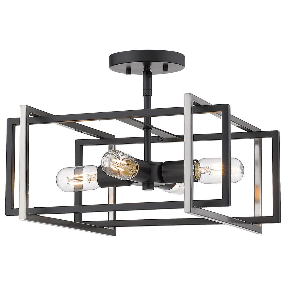 Golden Lighting Tribeca Semi-Flush in Matte Black and Pewter, , large