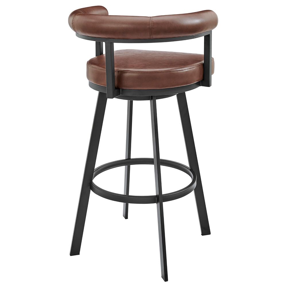 Blue River Magnolia 26&quot; Swivel Counter Stool in Black Metal with Brown Faux Leather, , large