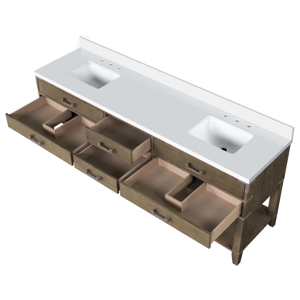 Lexora Home Norwalk 84&quot; Double Bathroom Vanity in Grey Oak with White Quartz Top and Rectangular Sinks, , large