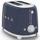 SMEG Retro-Style 2-Slice Toaster in Glossy Navy Blue and Polished Chrome, , large