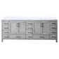 Lexora Home Jacques 84" Double Bathroom Vanity in Distressed Grey with 2 cm White Cultured Marble Top and Rectangular Sinks, , large