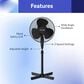 Cool-Living 16" 3-Speed Oscillating Pedestal Fan with Adjustable Height & Tilt in Black, , large