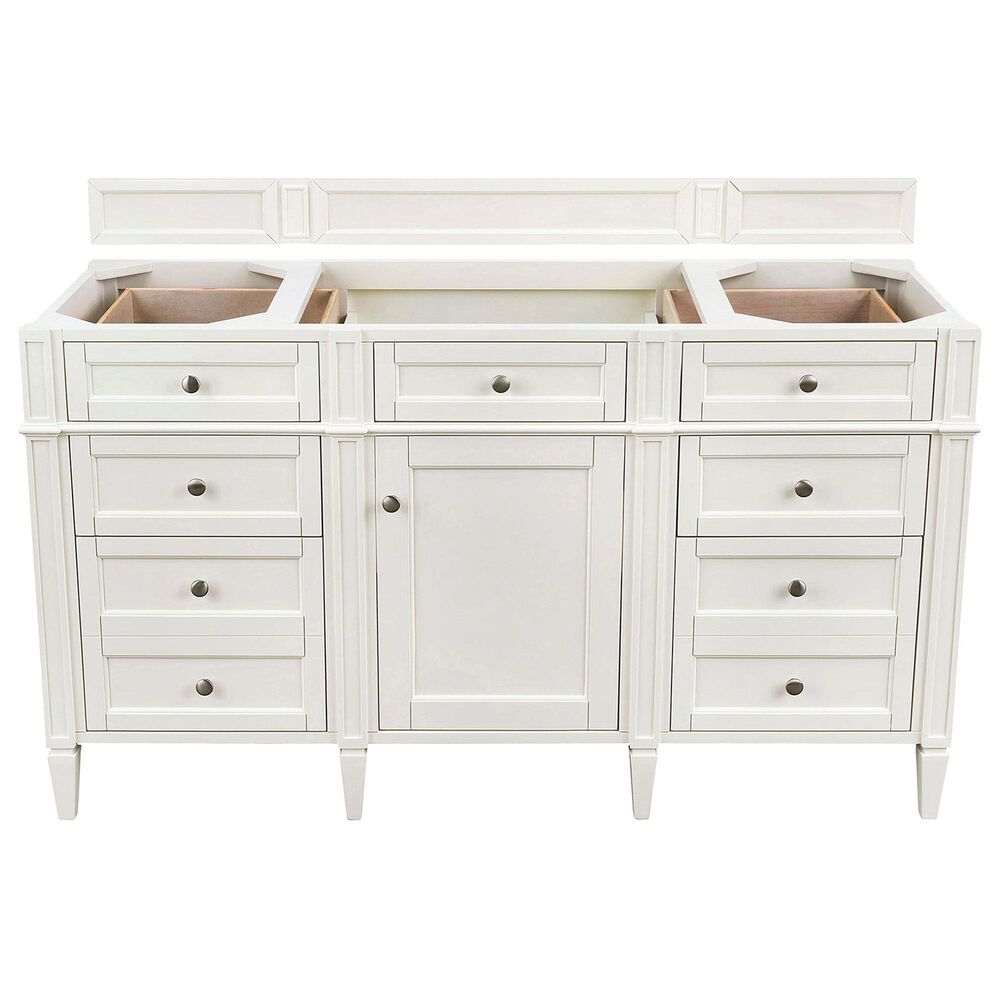 James Martin Vanities Brittany 60&quot; Single Bathroom Vanity in Bright White with 3 cm White Zeus Quartz Top and Rectangular Sink, , large