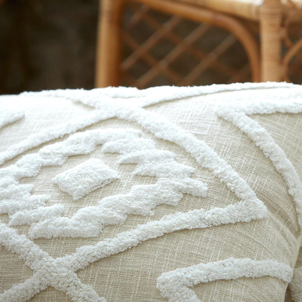 Patina Vie Bespoke Diamond Tufted 26&quot; Square Throw Pillow in Alabaster, , large