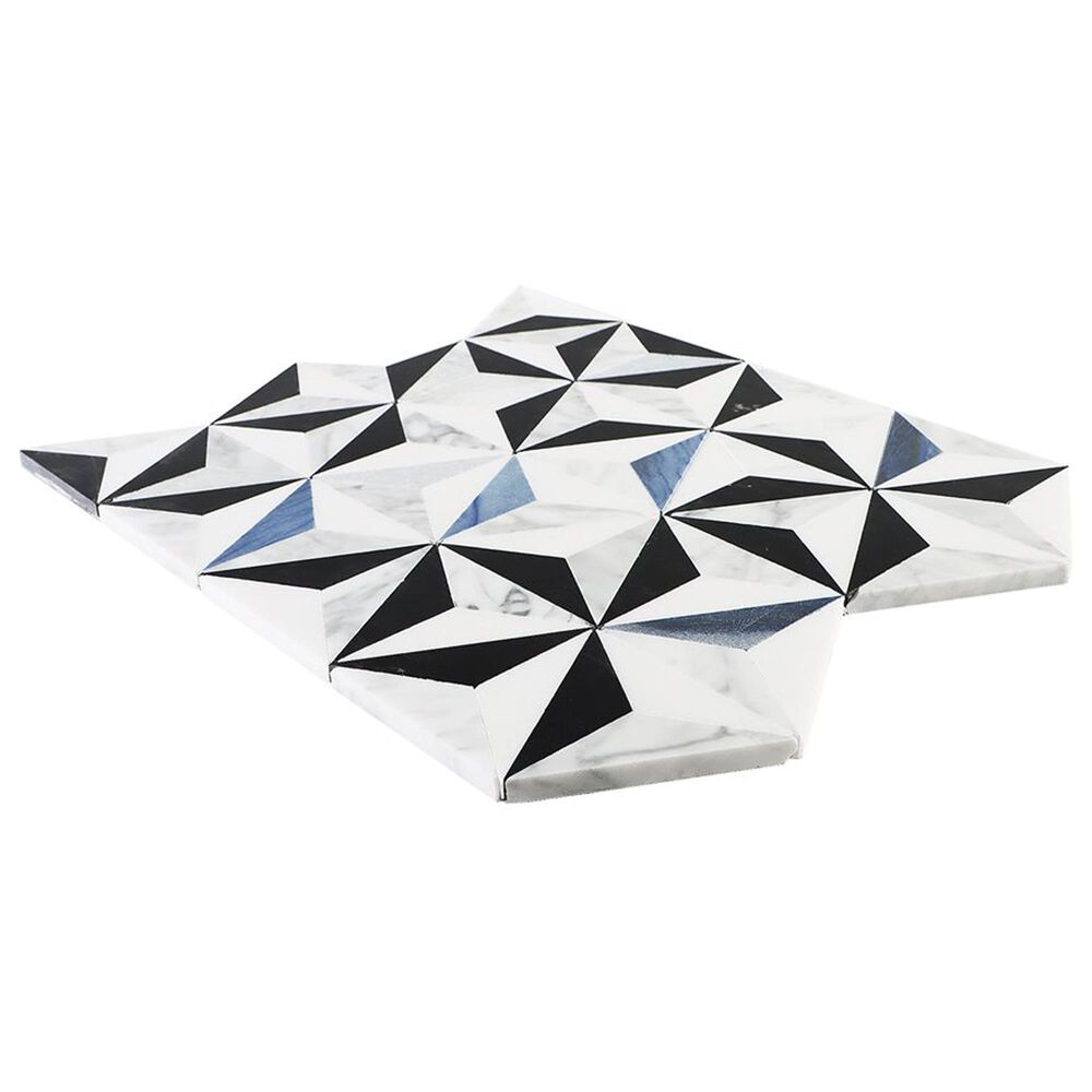 Soho Studio Geotech Winter Sky Nero, Thassos, Blue Celeste, Blue Macauba and Carrara 14" x 28" Marble Tile, , large