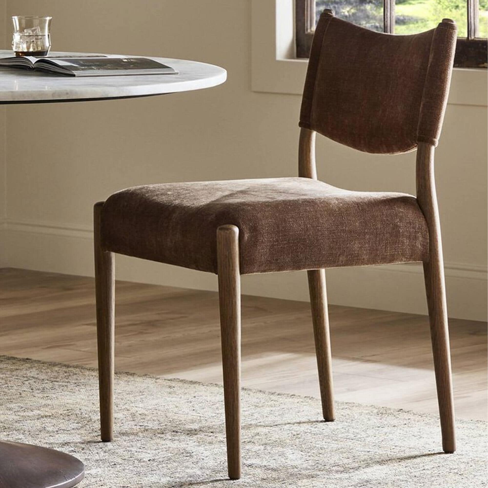 Four Hands Jayla Armless Dining Chair with Altair Mushroom Fabric