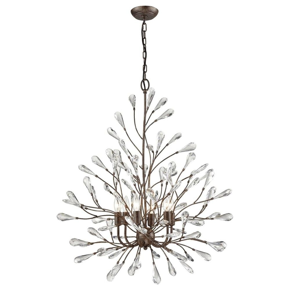 Stein World Crislett 31" 6-Light Chandelier with Clear Crystal in Sunglow Bronze, , large