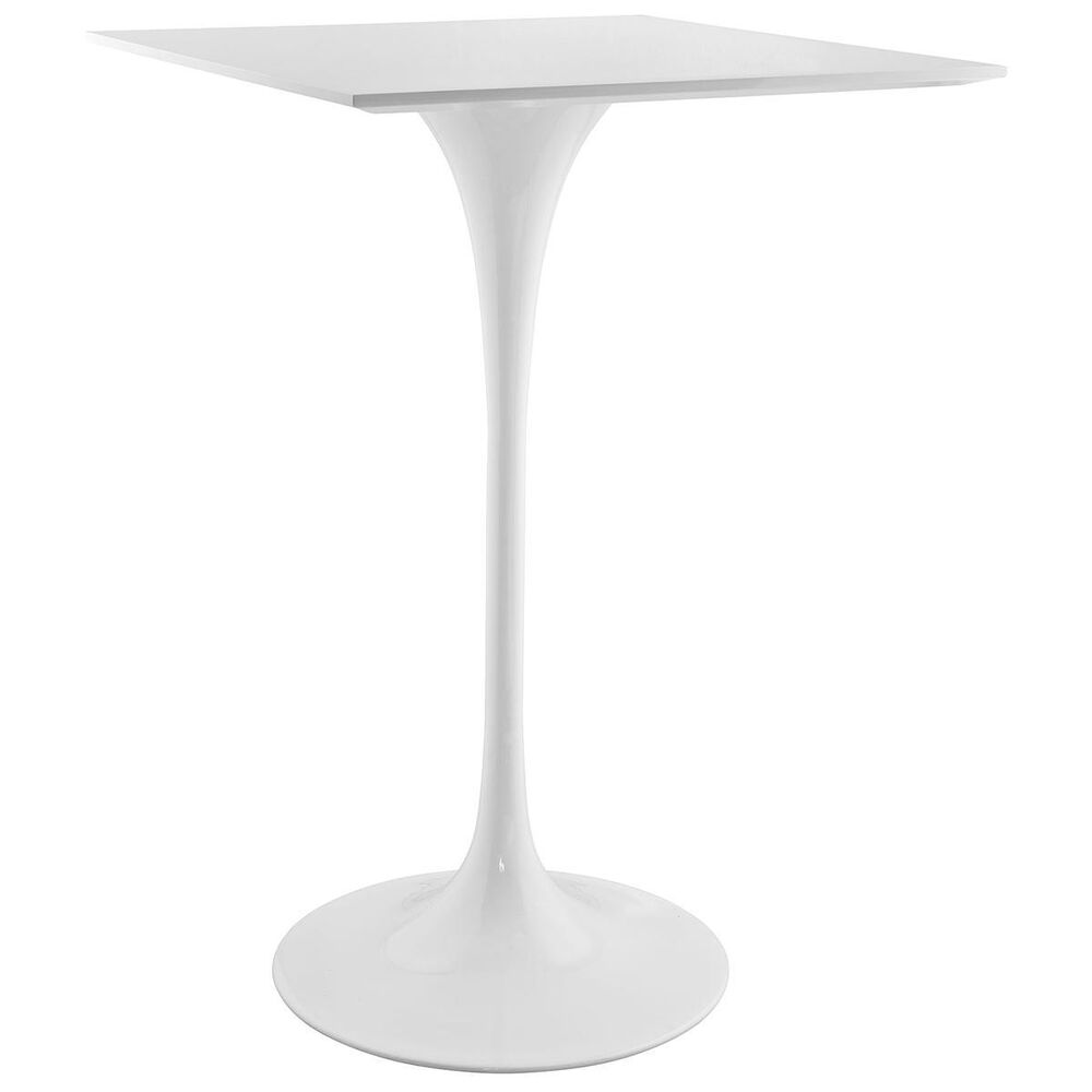 Modway Lippa 28" Square Wood Top Bar Table in White, , large