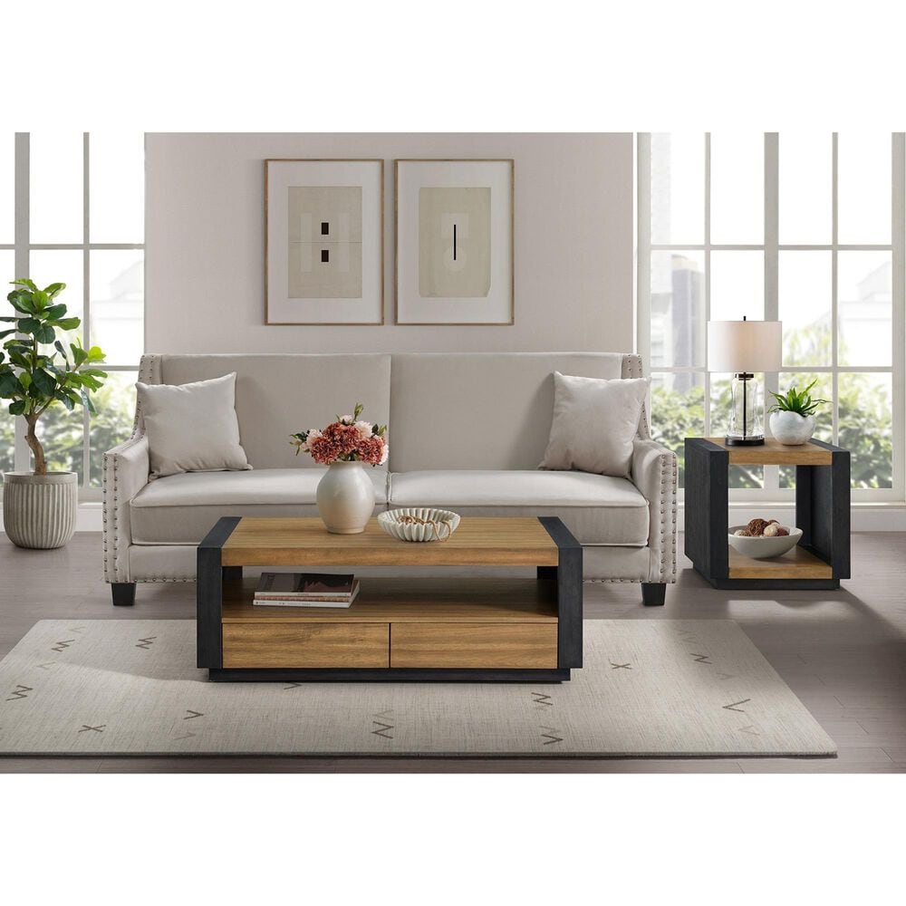 Mayberry Hill Breckenridge Square End Table in Light Oak and Black, , large