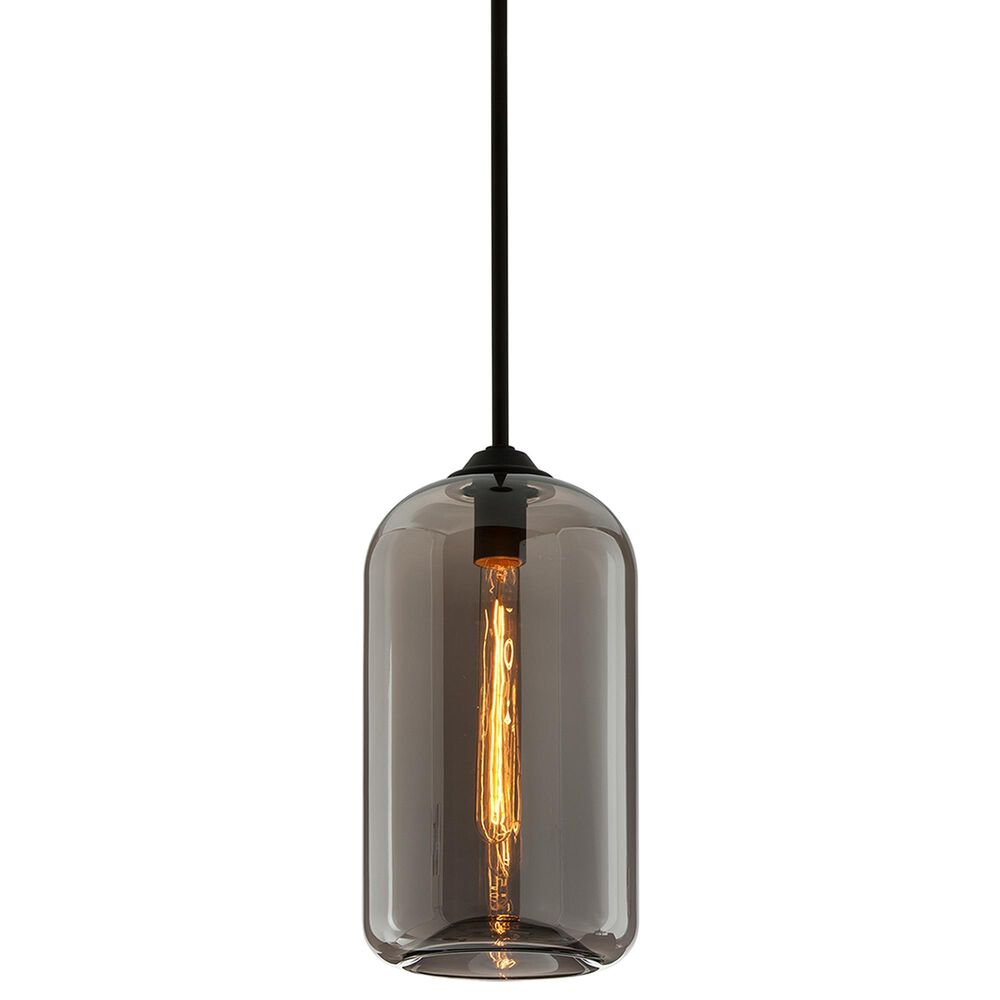 Troy Lighting District 8" 1-Light Pendant in Soft Black and Smoke, , large
