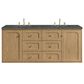 James Martin Vanities Laurent 60" Double Bathroom Vanity in Light Natural Oak with 3 cm Parisien Bleu Quartz Top and Rectangular Sinks, , large
